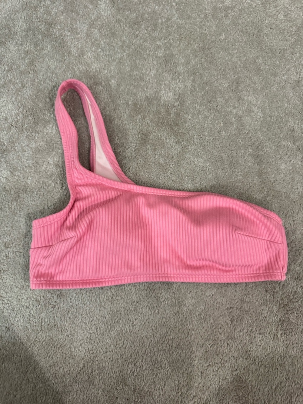 Cupshe Pink Ribbed One-Shoulder Bikini Top